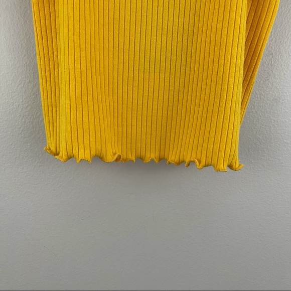 FOREVER 21 Yellow Embroidered Bee Kind Lettuce Hem Tube Top Cami Tank NEW - Picture 7 of 12